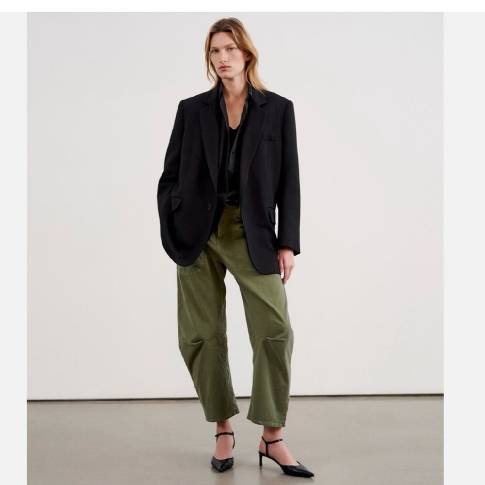 Nili Lotan Shon Pant Bow Leg Carpenter 10 Camo Green